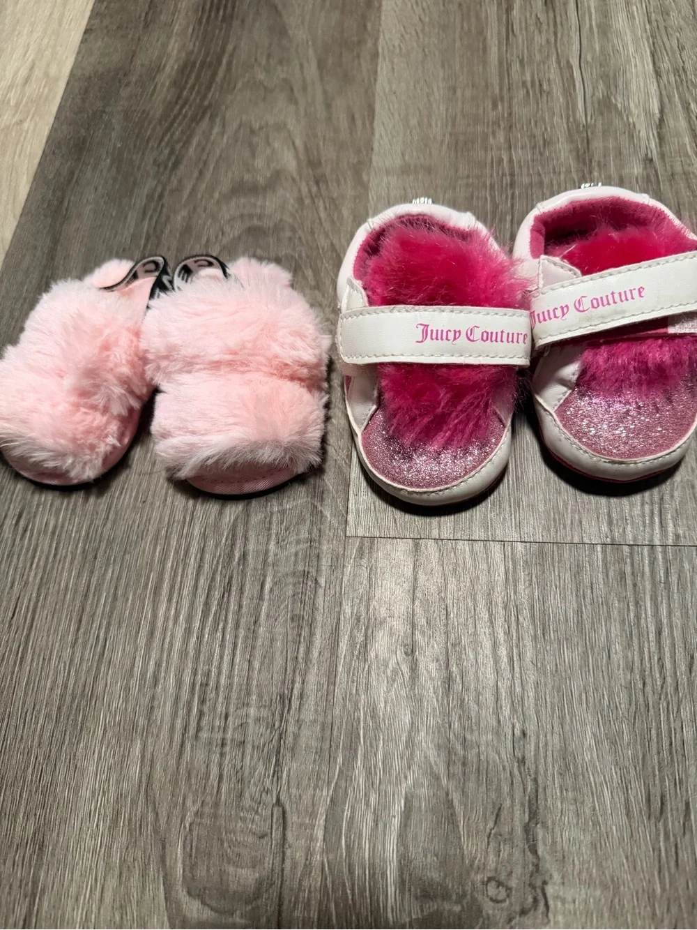 Juicy Couture Baby Pink Furry Sandals with Strap